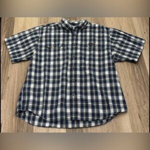 Carhartt Navy Plaid Casual Button-Down Shirt size XXL